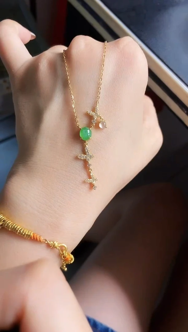 颈饰银S925镶嵌翡翠12