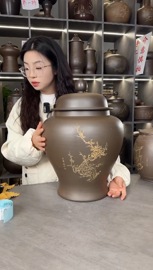 【闪购商品】罐本陶手作泥兴陶纯手工将军罐10斤手工痕迹