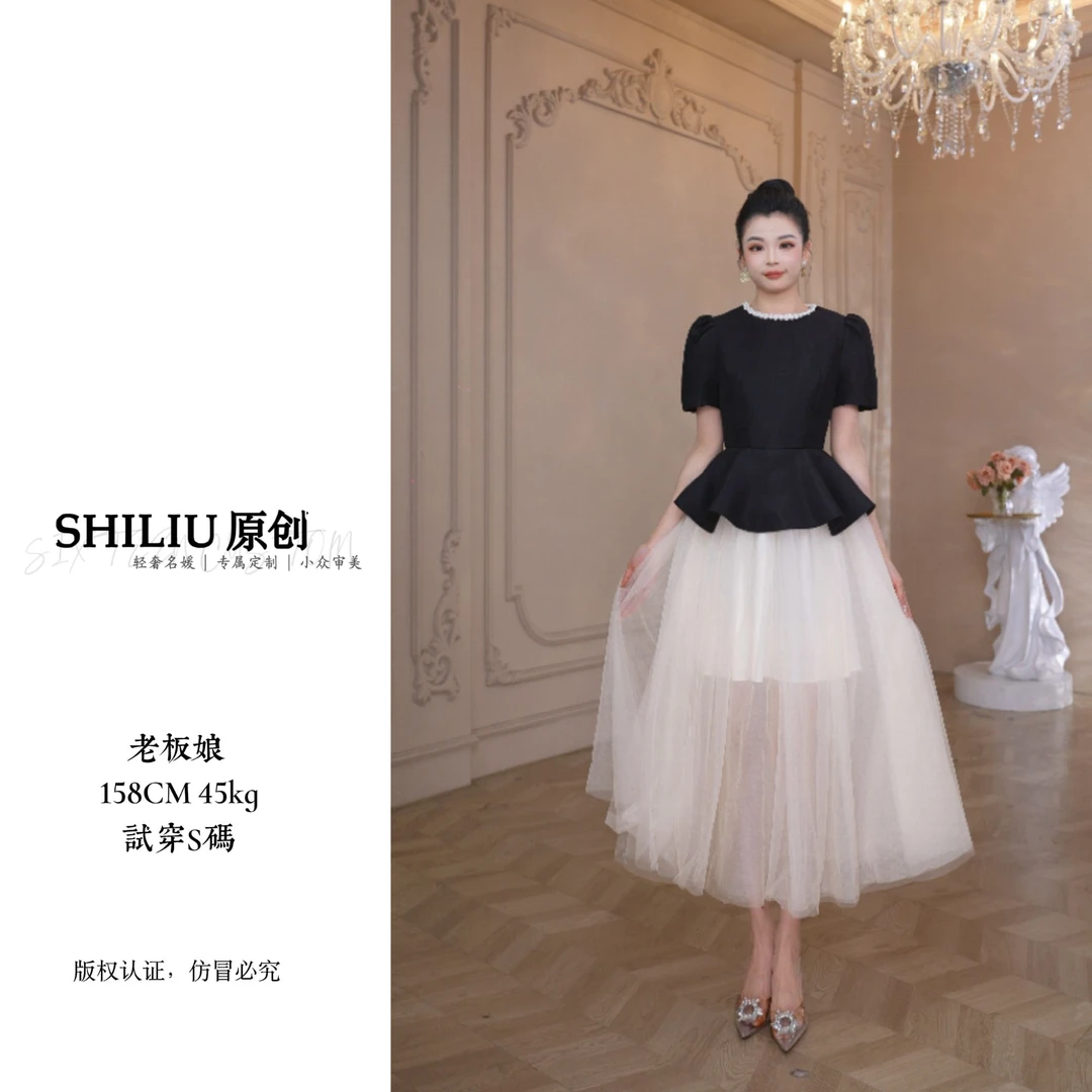 【十六原创】丝绒蛋糕·公主夏季显瘦网纱裙气质女装连衣裙9016/9019