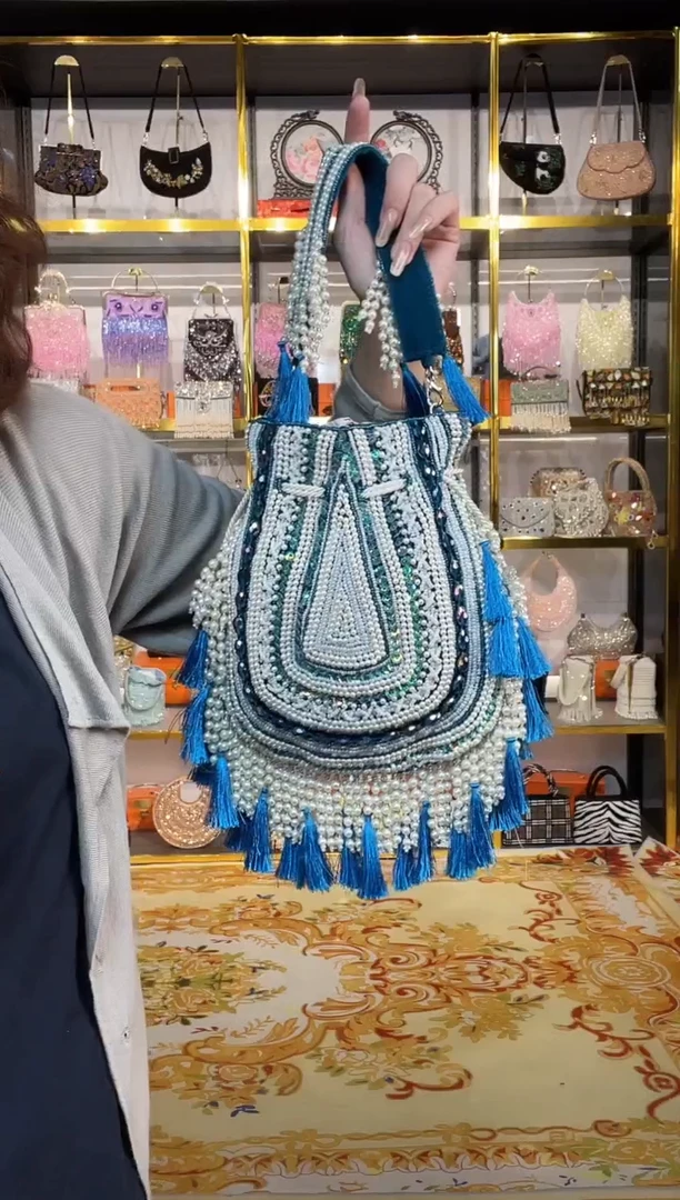 织物珠韵恒泽重工串珠手提包
