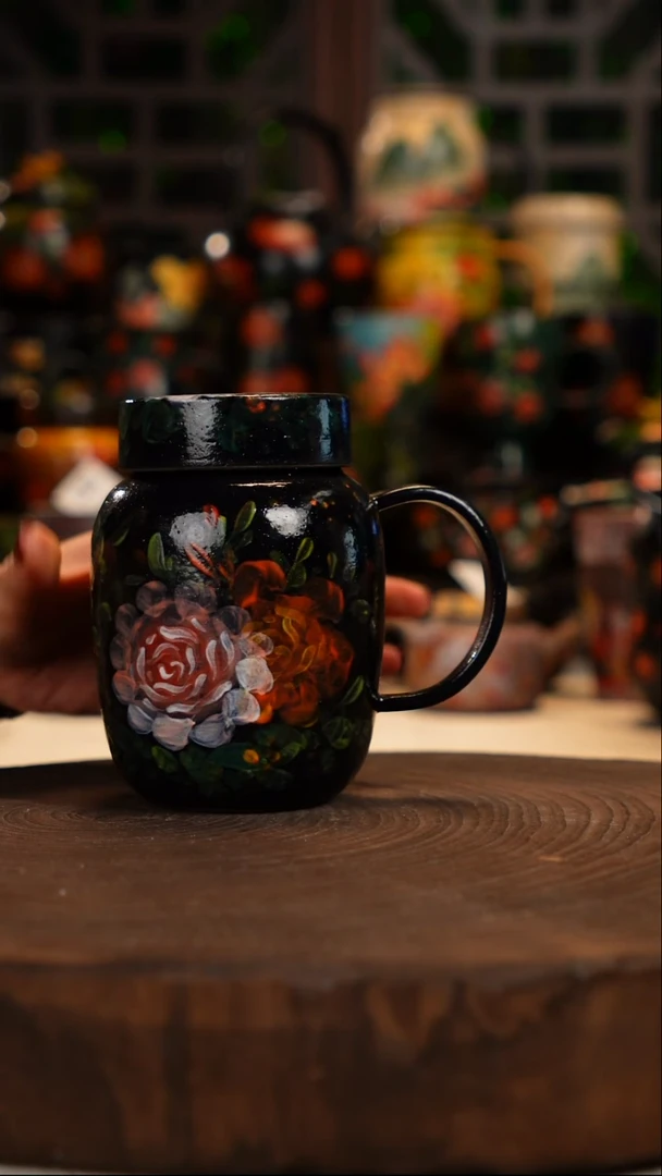 油画   手绘釉下彩杯子