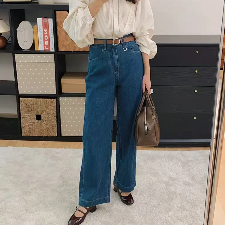 蜗牛家气质款简约百搭加绒加厚牛仔裤89593