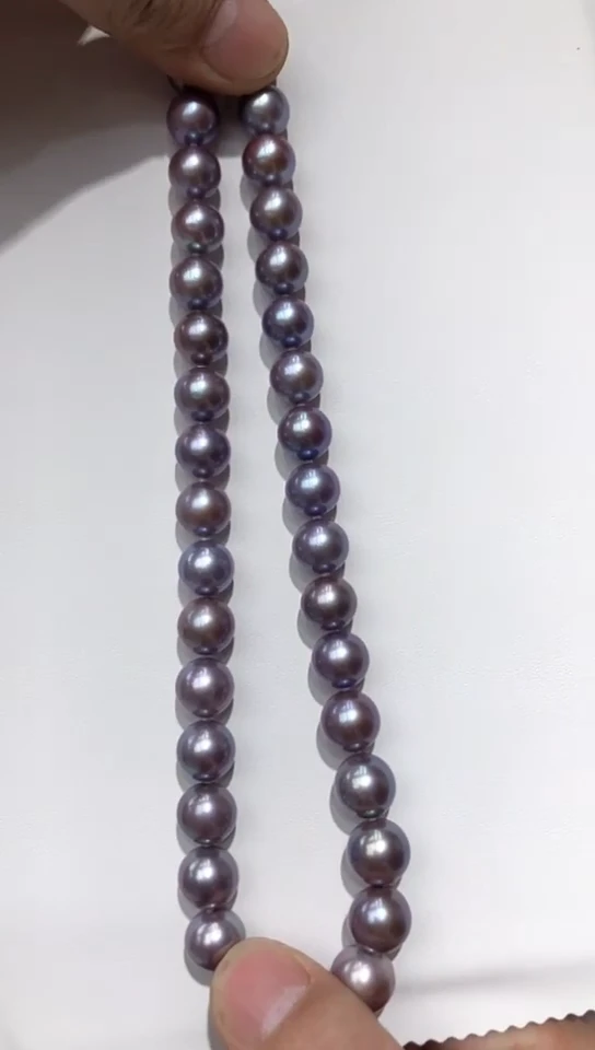 【闪购商品】淡水珍珠颈饰银S925镶嵌11-13帝王紫项链