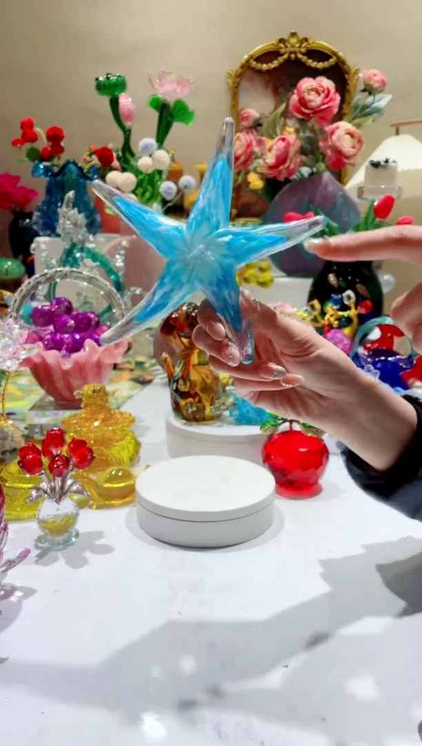 【闪购商品】琉璃手工艺品蓝色海星   微瑕