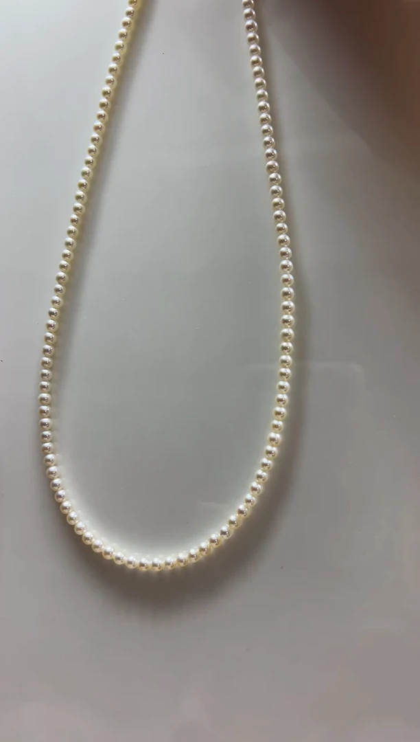 项链未镶嵌淡水珍珠白色正圆小米链3.5mm