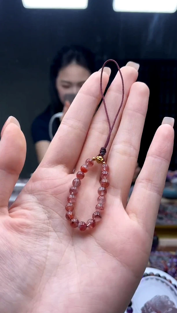 未镶嵌手链水晶超七金草莓手机挂  多样性发一