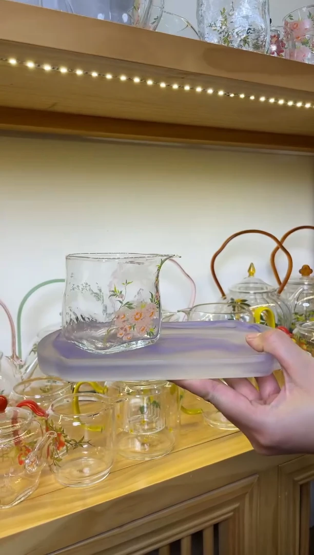 手工艺品玻璃遇器桃花四方公杯啊啊