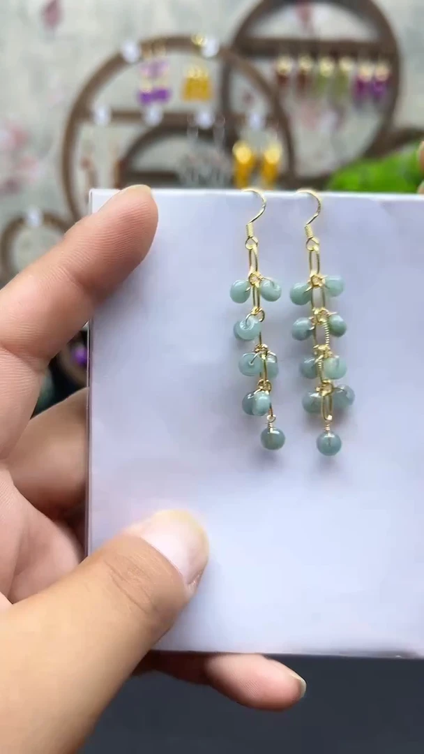 银S925镶嵌翡翠耳饰058