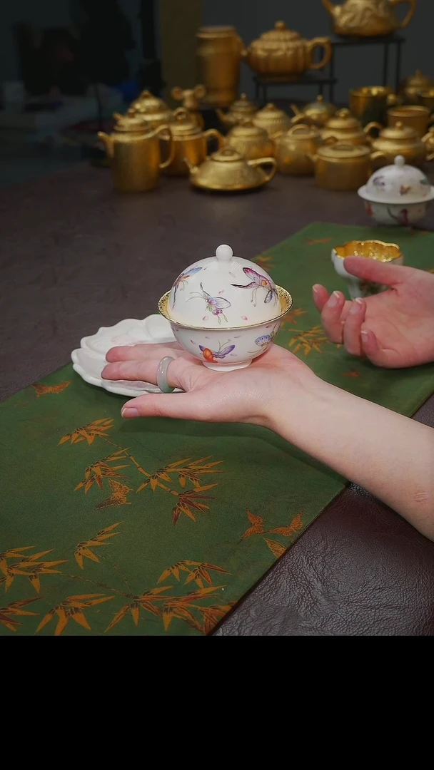 茶杯紫砂一**缘【宜景窑珍珠白系列】乳钉盖碗