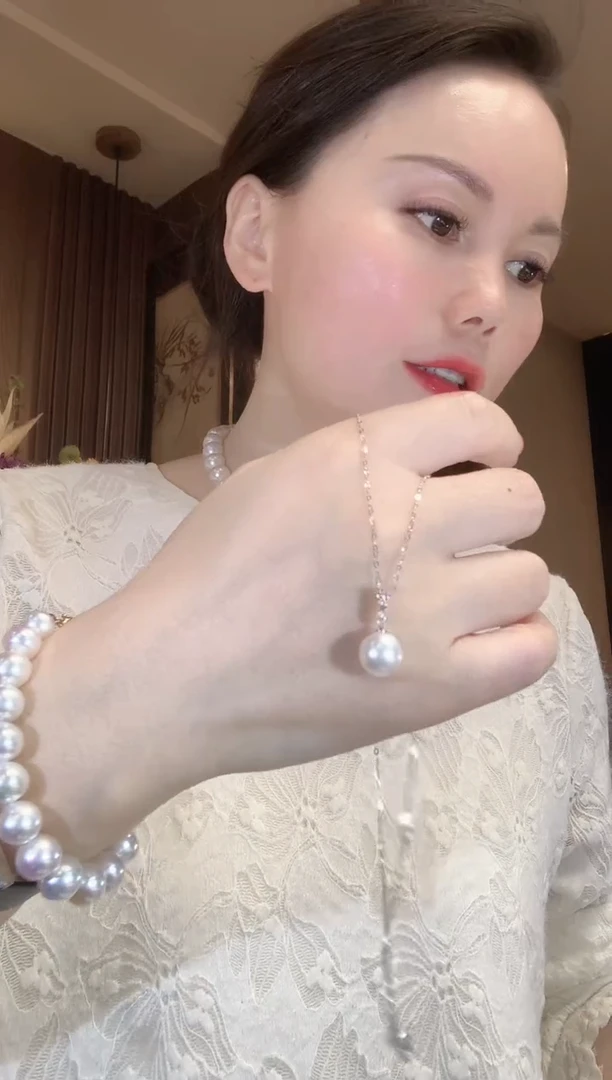 18K金镶嵌项链海水珍珠A58