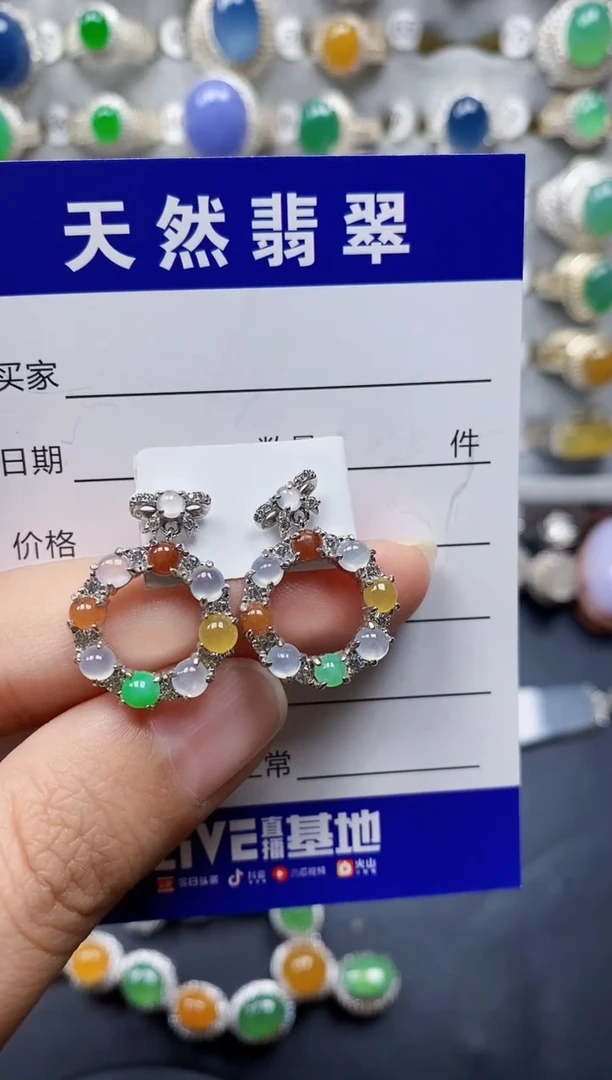 翡翠银S925镶嵌耳饰88