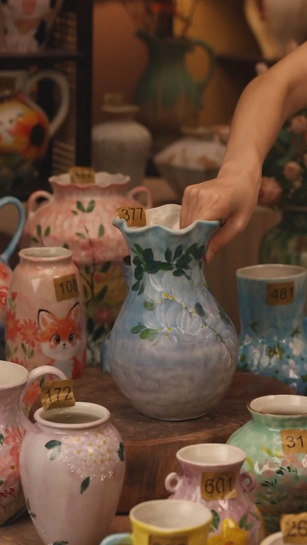 陶瓷377景德镇设计师手作花器摆件侘寂风