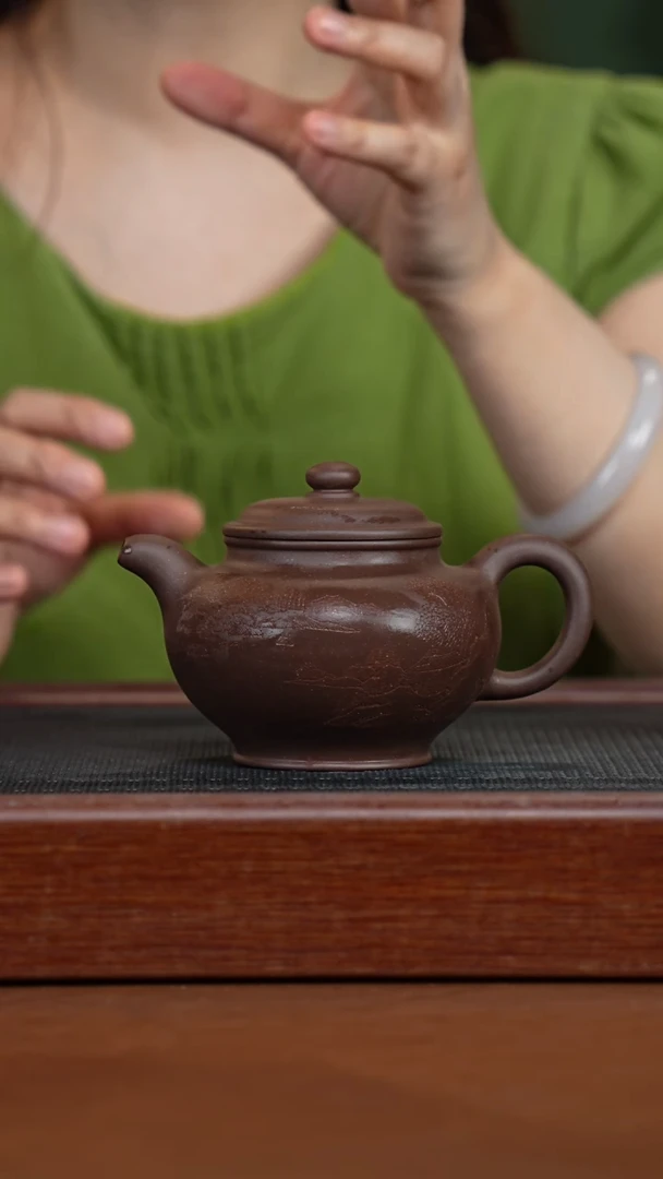 茶壶紫砂乌泥刻绘大掇只