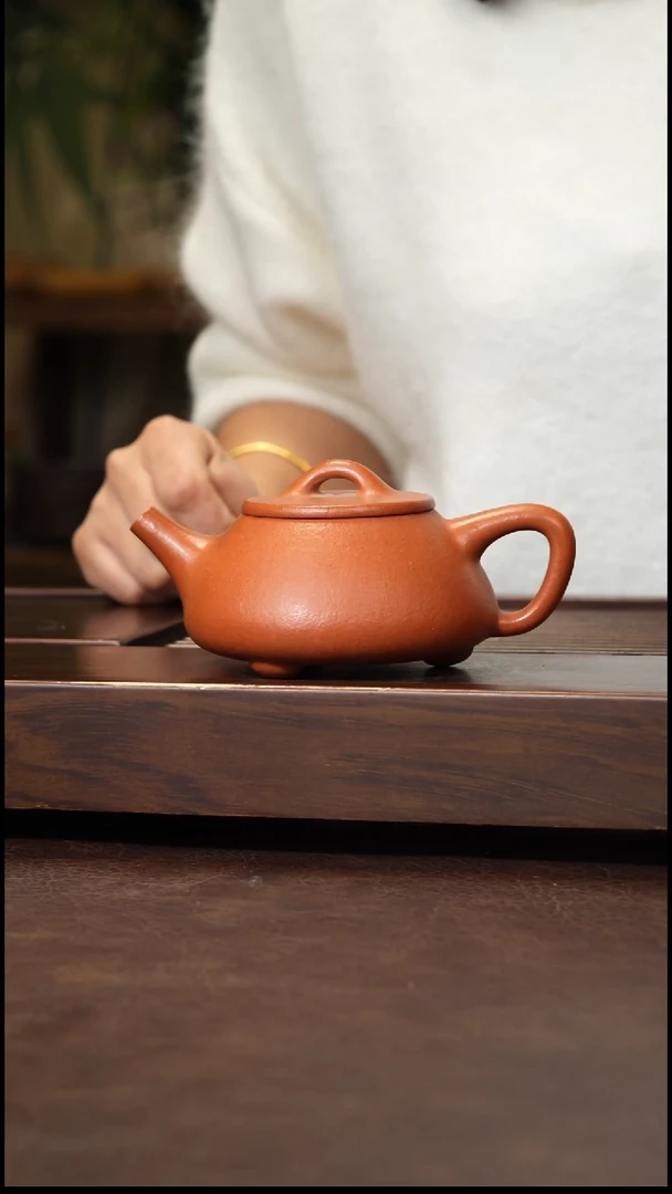 茶壶紫砂黄龙山大红泥平盖瓢220cc左右