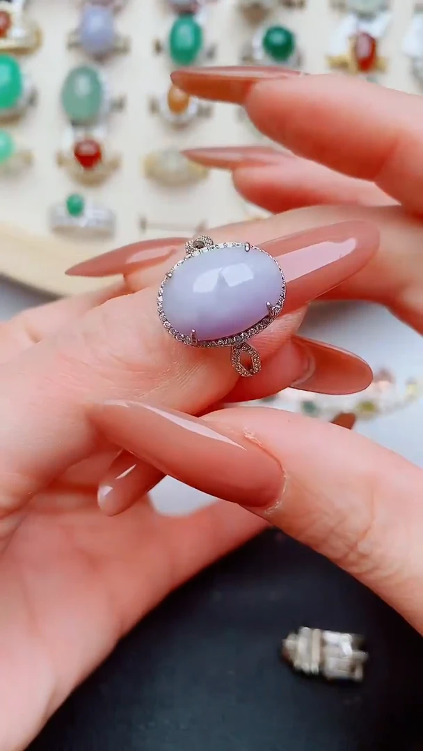 银S925镶嵌戒指翡翠...