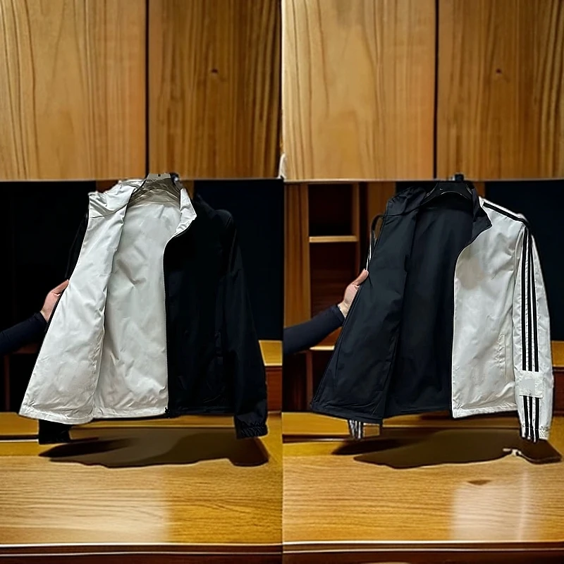 639（双面穿）春季新款时尚百搭立领刺绣双面夹克外套