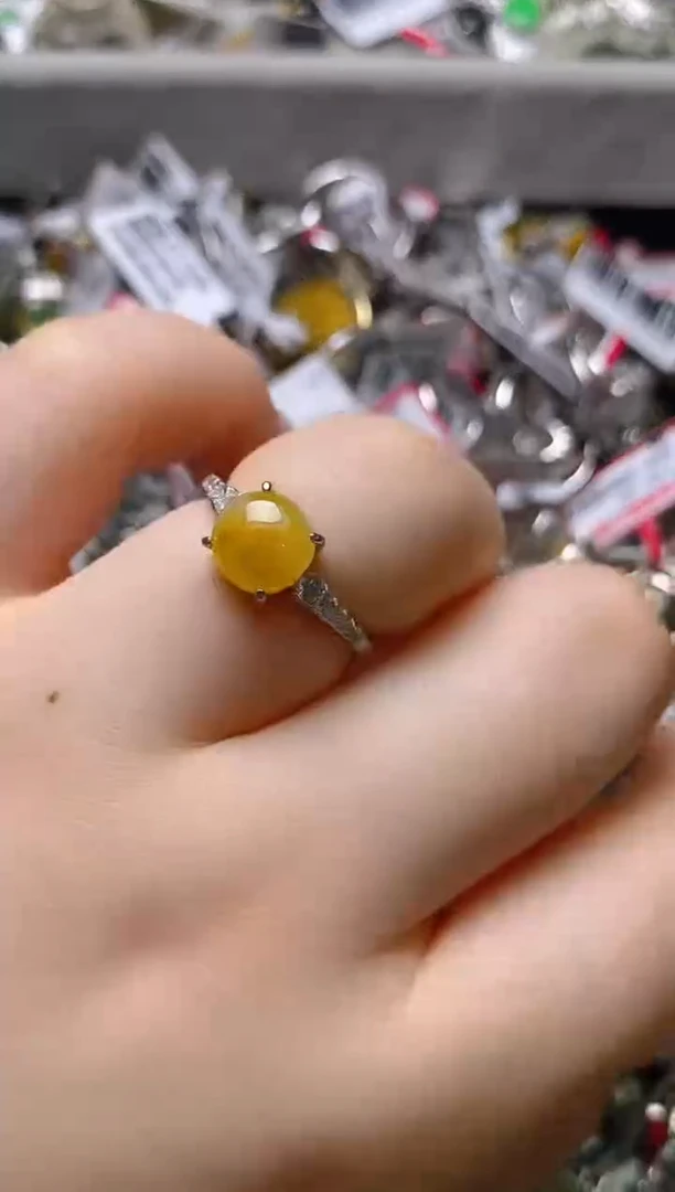 银S925镶嵌戒指翡翠百内无证书