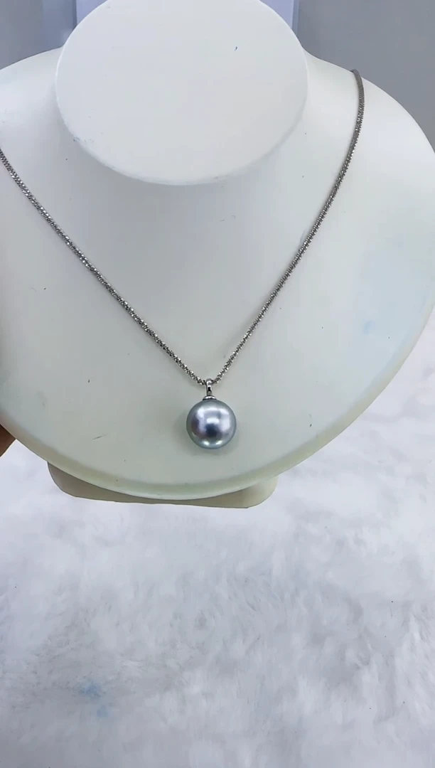 银S925镶嵌海水珍珠DA海水大溪地吊坠13-14 y301