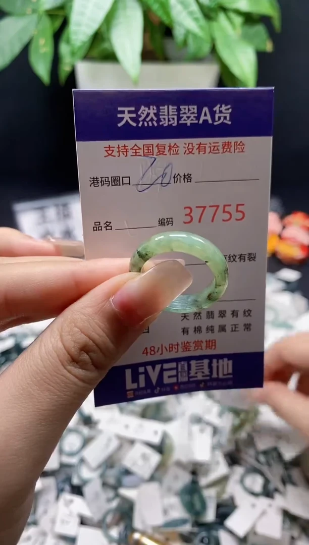 翡翠戒指未镶嵌 天然翡翠戒圈7755