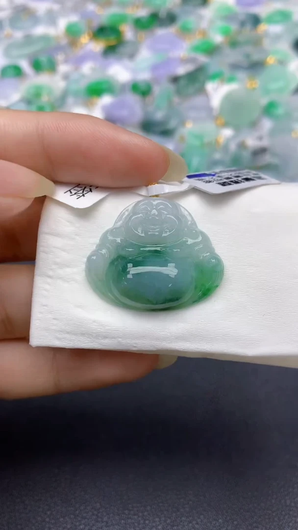 颈饰18K金镶嵌翡翠天然缅甸a货翡翠百元以上9元证书费自理