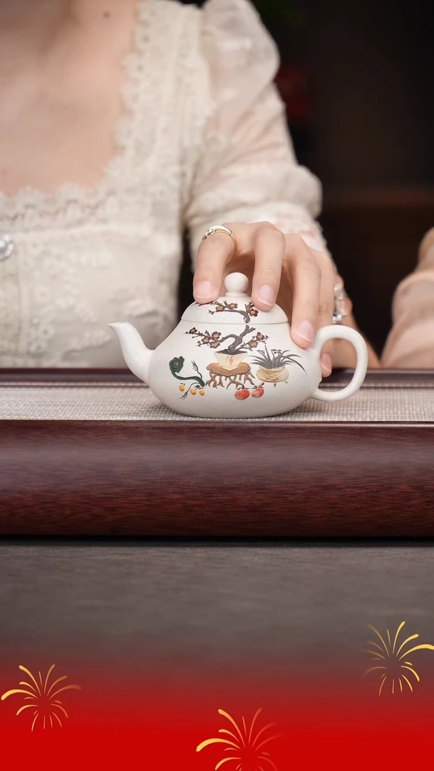 茶壶紫砂庄根娣/定窑白/矮梨/200c