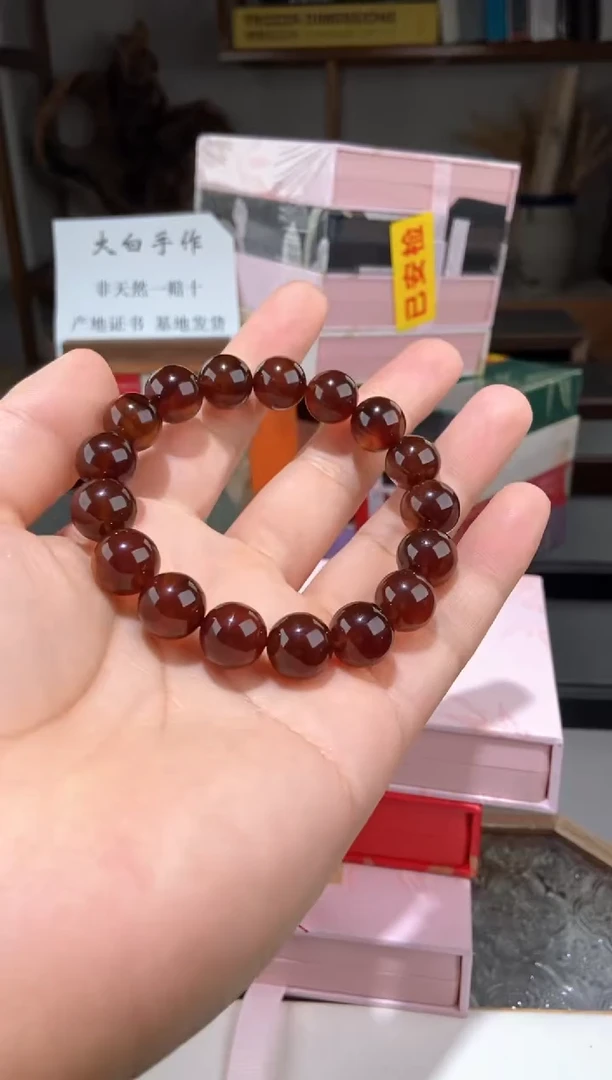 琥珀颈饰未镶嵌12+棕红手串