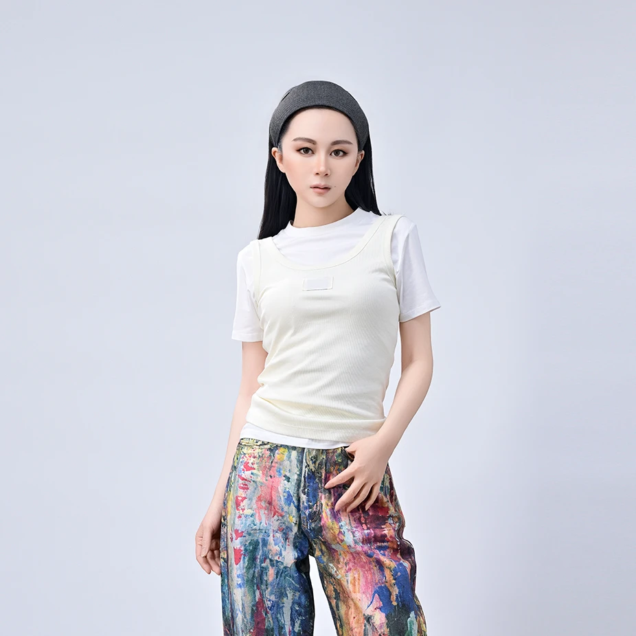 LUNAR NOSTALGIA2025新款时尚叠拼两件套修身显瘦背心短袖T恤女