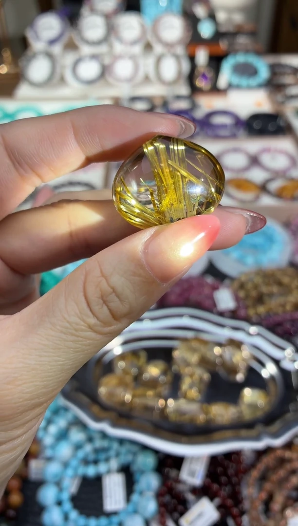 颈饰未镶嵌发晶钛金裸石吊坠15.3g