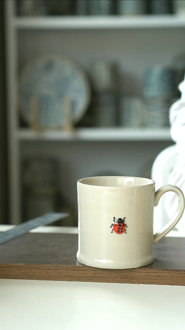 粗陶微瑕浮雕瓢虫240ml马克杯@4-2@