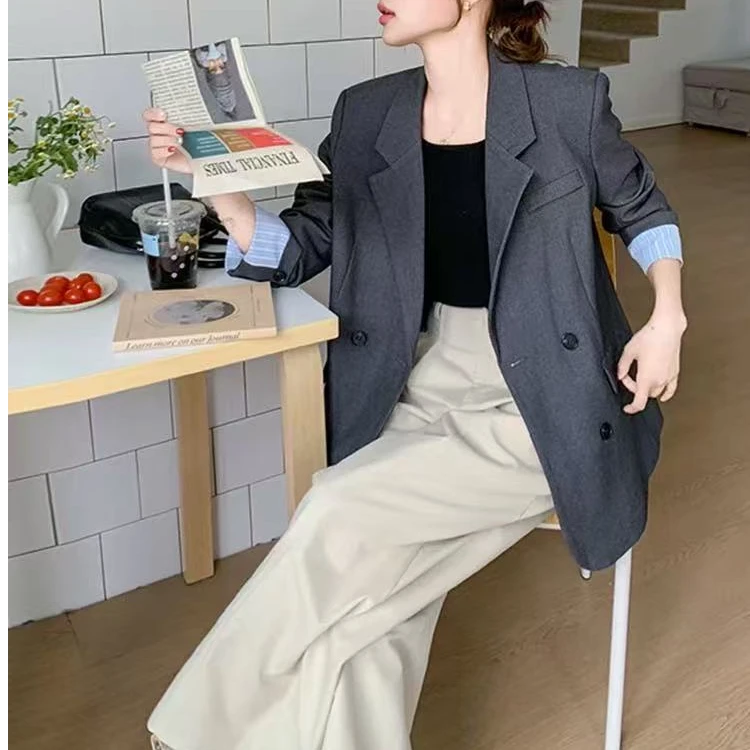 25617韩系拼色休闲风西装外套百搭常规款