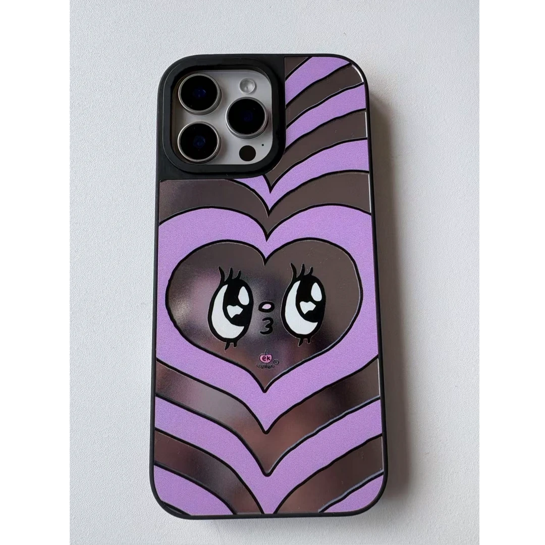 适用于苹果15/16系列紫色小众ins风全包周边手机壳个性卡通爱心