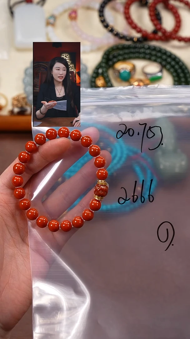 18K金镶嵌手串南红玛瑙欧*豪柒禧文玩回血好物
