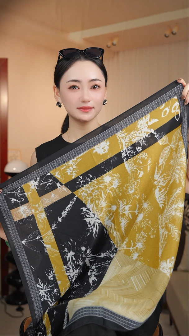 P9【黄金分割】新款单面棉质65*65精致小方巾