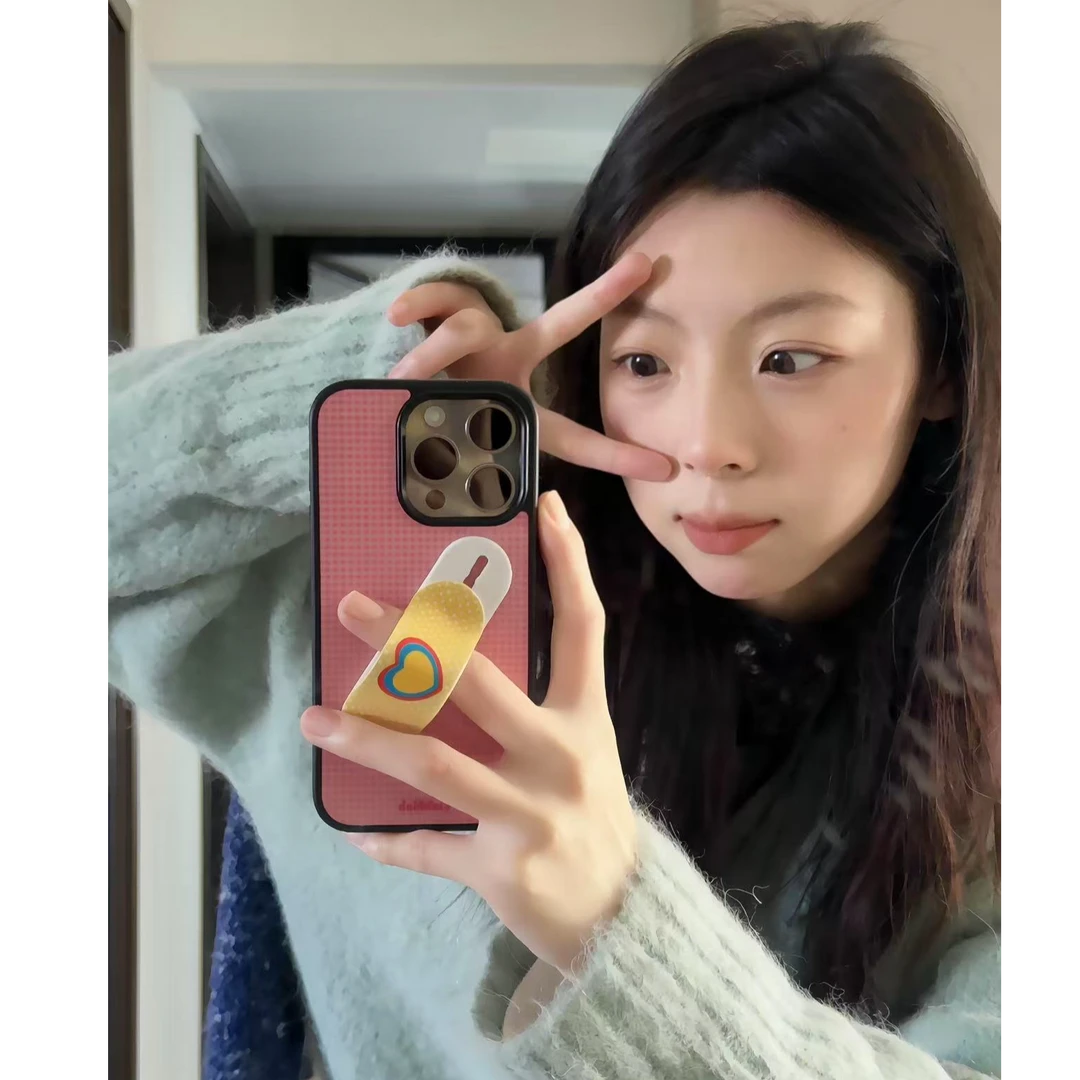 诚星泽格纹爱心支架适用苹果16/15/14/13/12新款iPhone11手机壳XR