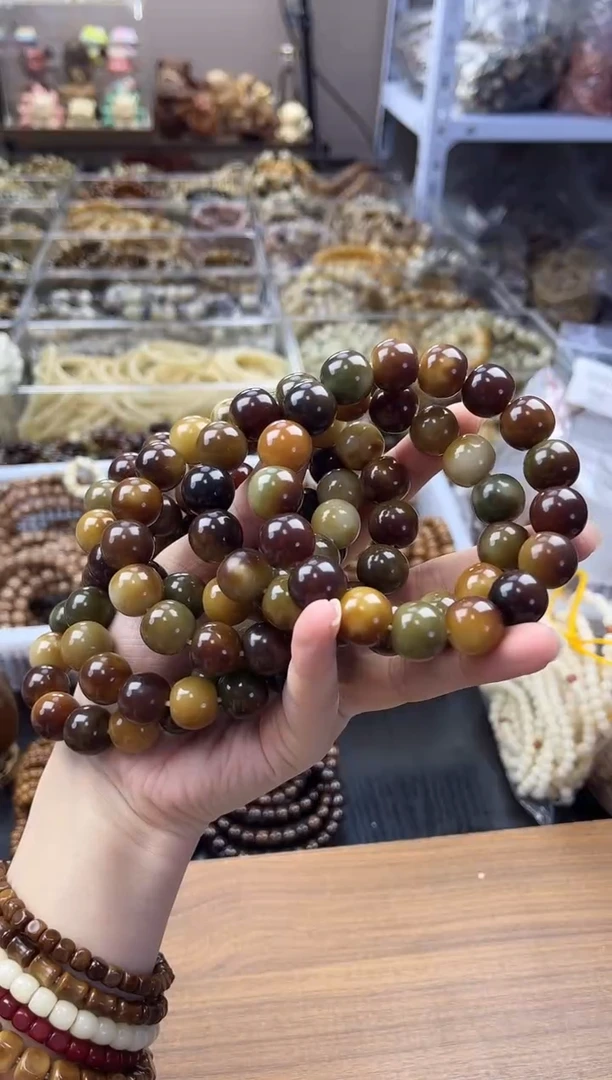 吊坠菩提根/象牙果玉化料水彩油画敦煌13*14mm