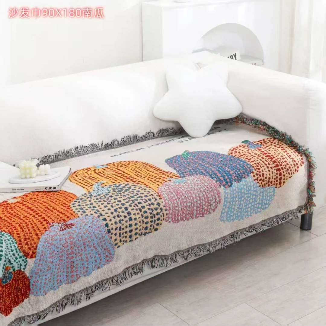 CG15新款流苏亚麻沙发布万能盖布厚实耐脏180*90