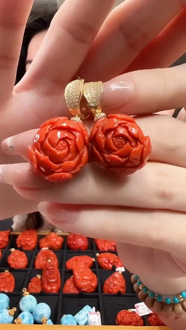 银S925镶嵌南红玛瑙耳坠/花花款