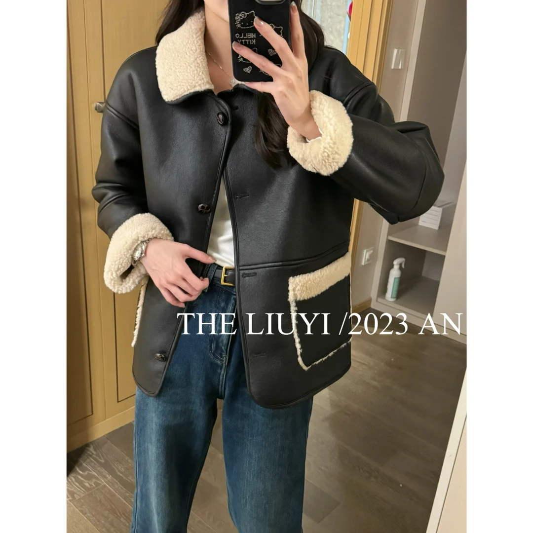 【LIUYI】黑加伦～冬季皮毛一体保暖外套310192