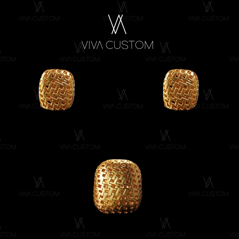 铜合金耳饰 复古精致方形镂空套装◎