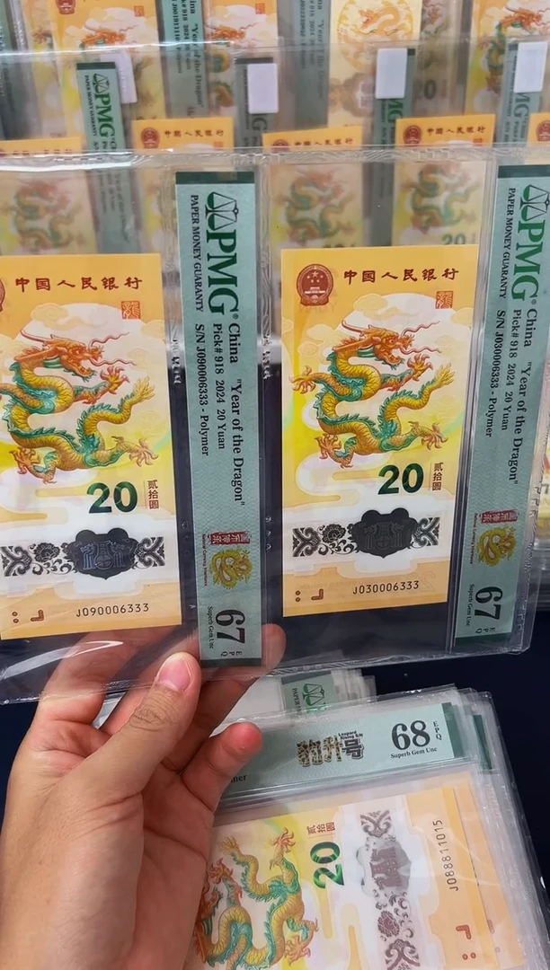 塑料24年龙钞一证双币豹身尾7同0006333-PMG67
