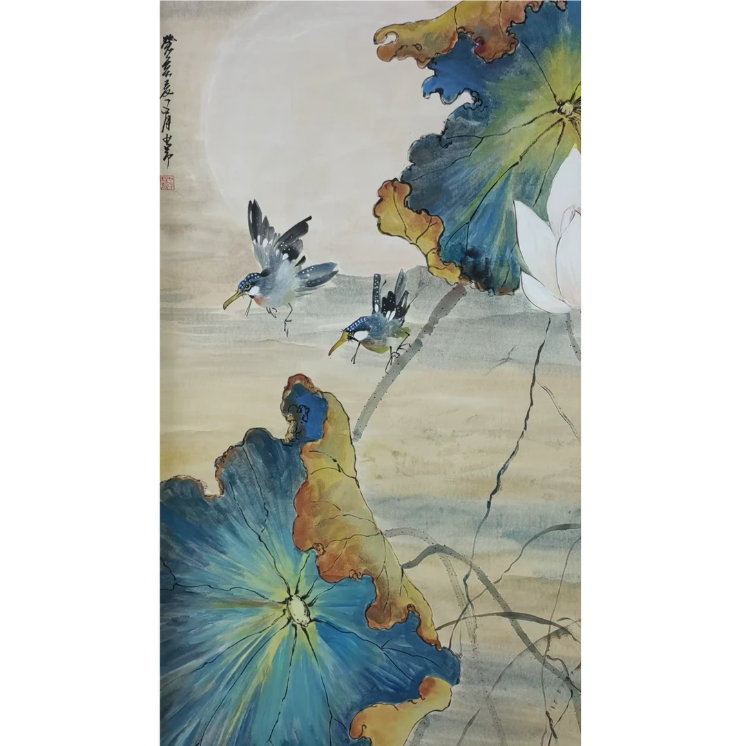 赵 款花鸟立轴138*65约8.0平尺