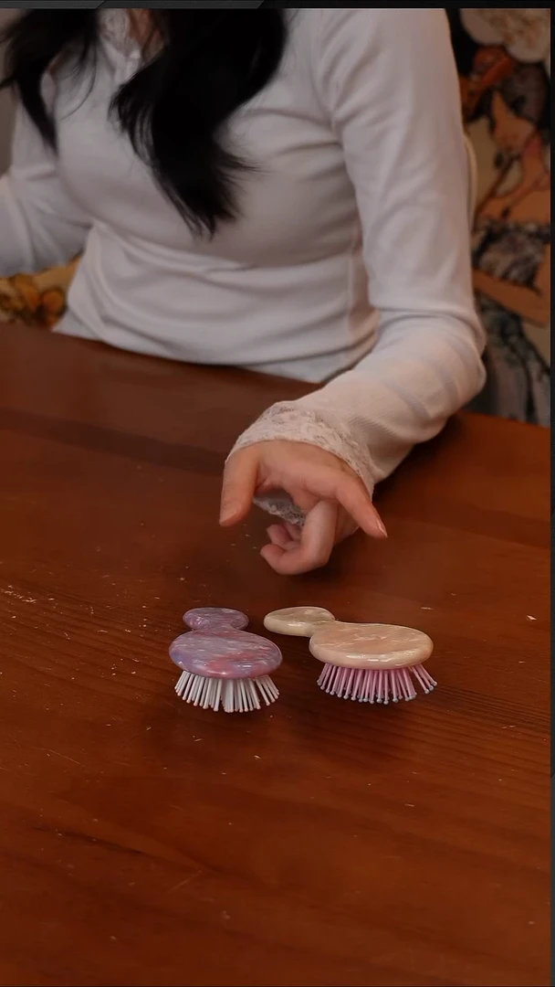 陶31-英国马卡龙 TT 长柄王妃梳-奶油布丁+蜜桃粉