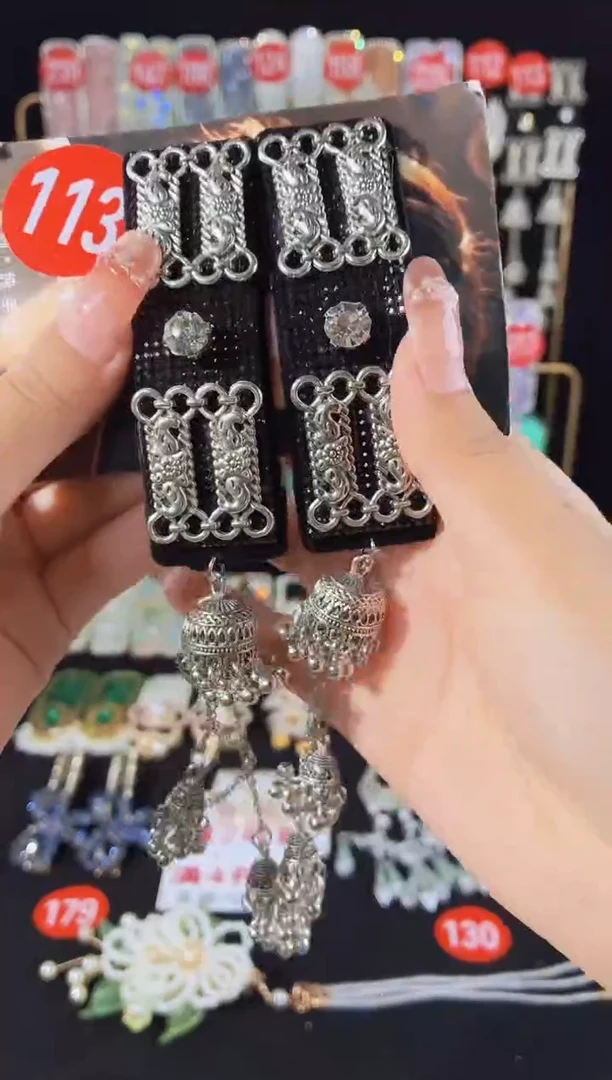 仿水晶锌合金113原创重工发夹1对