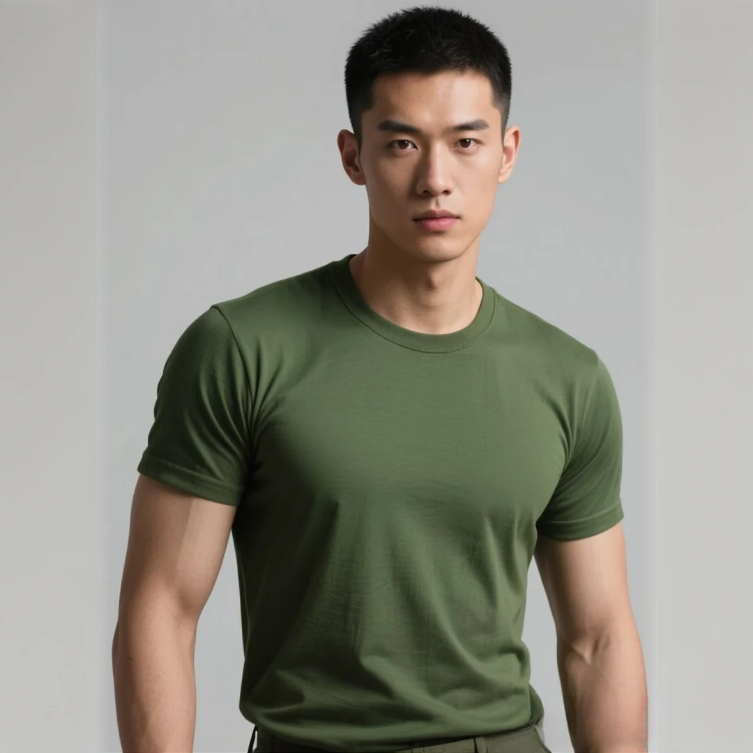 军绿T恤男夏季美式复古CityBoy宽松透气短tee潮流百搭stk短袖