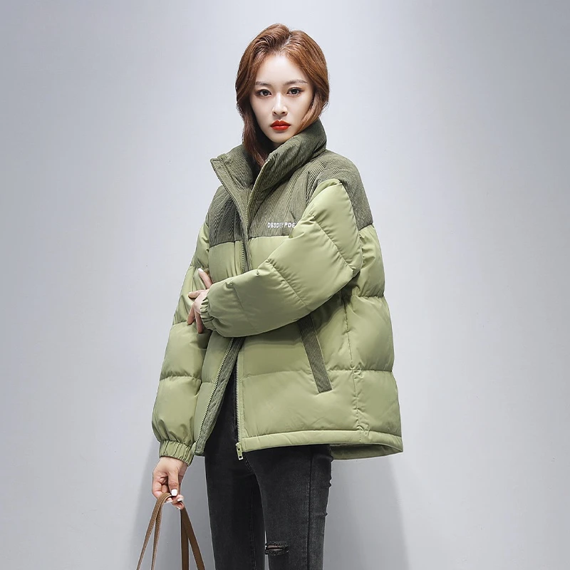 24年新款灯芯绒棉服春秋季男女同款立领宽松显瘦拼接保暖外套