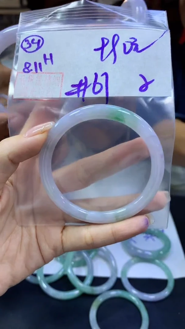 定制翡翠未镶嵌34手镯61纹+990元+拍一发一