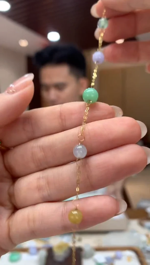 套链18K金镶嵌翡翠手链