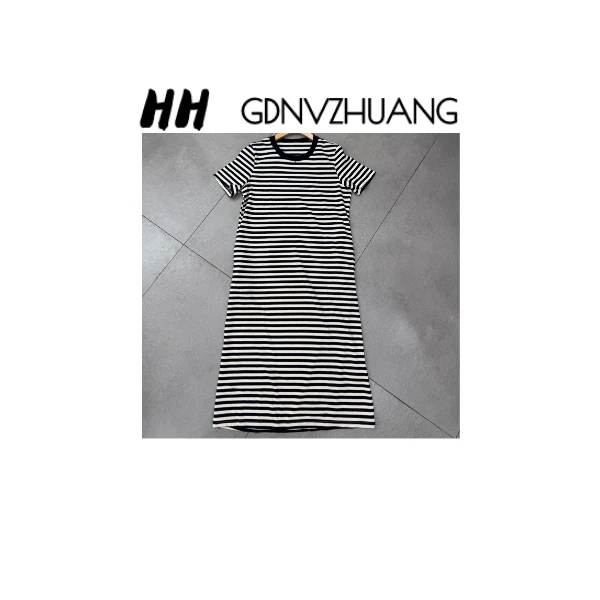 【红红甄选】5322原单欧显瘦条纹休闲连衣裙