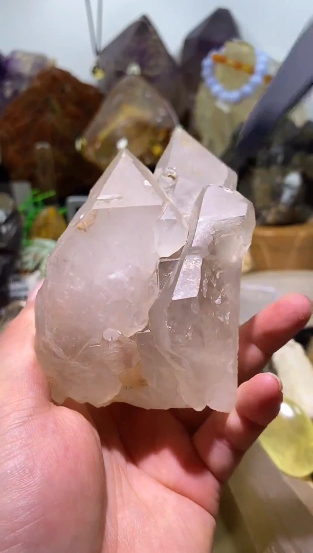 水晶珠宝半成品未镶嵌33号444g茶水晶+三角电路板