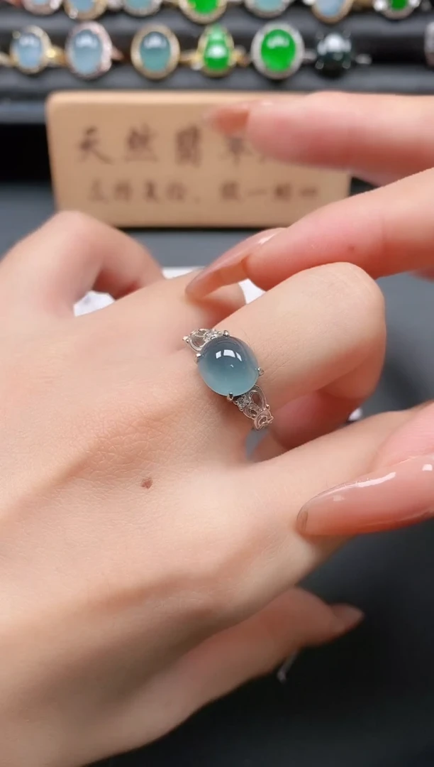 银S925镶嵌戒指翡翠11